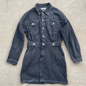 12th Tribe Gray Denim Jumpsuit Dress